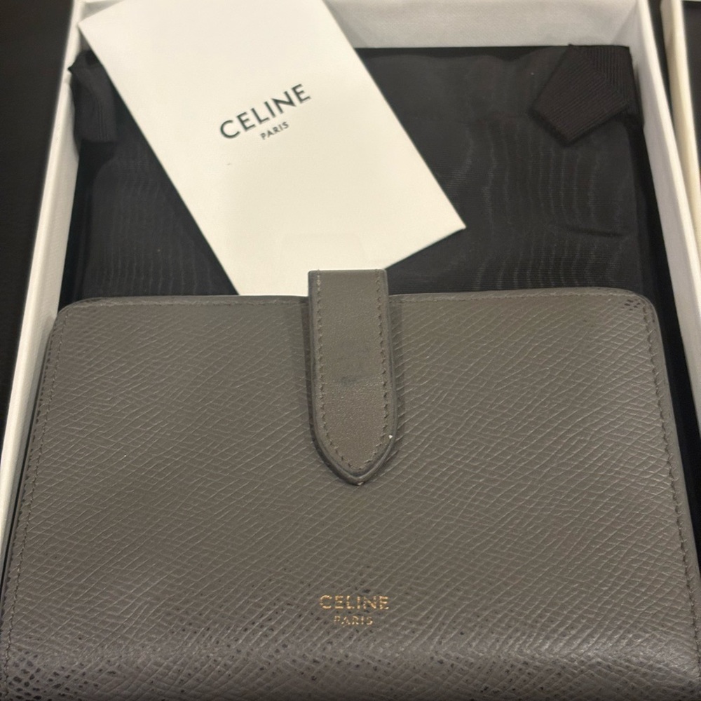 Celine Paris Bi-Fold Wallet – Gray Textured Leather - Picture 9 of 9